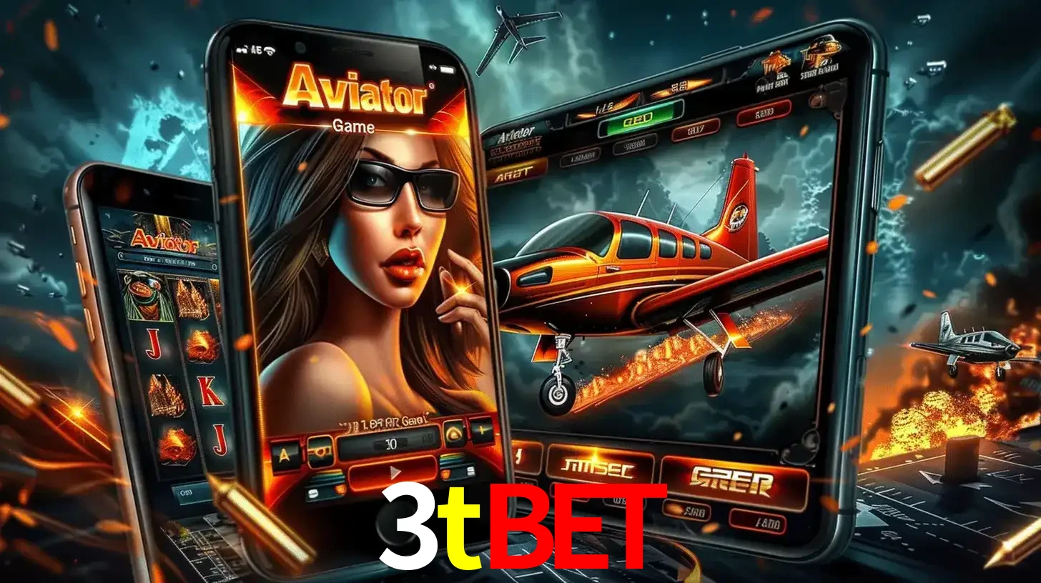 O popular jogo de apostas Aviator exibido em vários celulares e tablets, mostrando a interface emocionante e a ação de voo disponíveis para jogar agora no 3tbet.