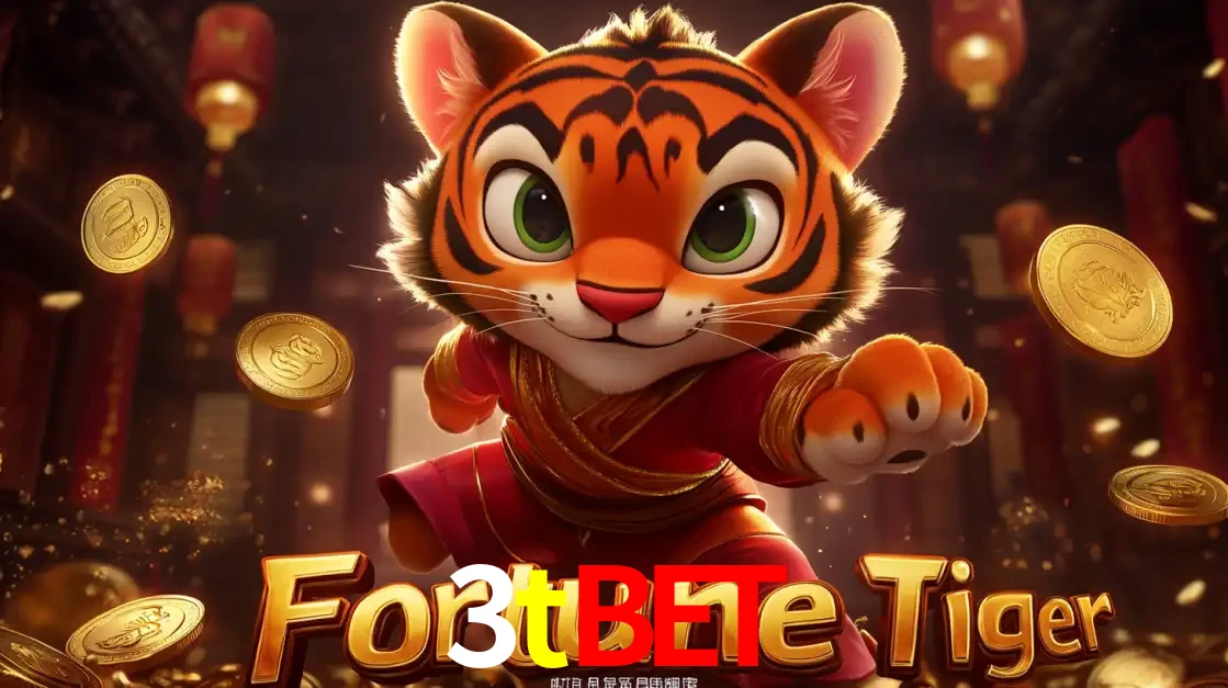 O carismático mascote do jogo de slot Fortune Tiger, um tigre fofo em pose de artes marciais, pronto para trazer sorte e multiplicadores de ganhos no cassino online 3tbet.