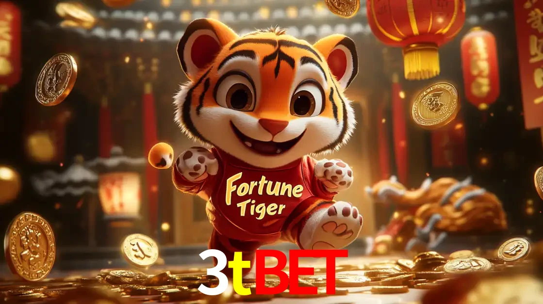 O alegre personagem do Fortune Tiger correndo sobre um caminho de moedas de ouro, simbolizando os grandes prêmios e a diversão do popular jogo de slot do 3tbet.